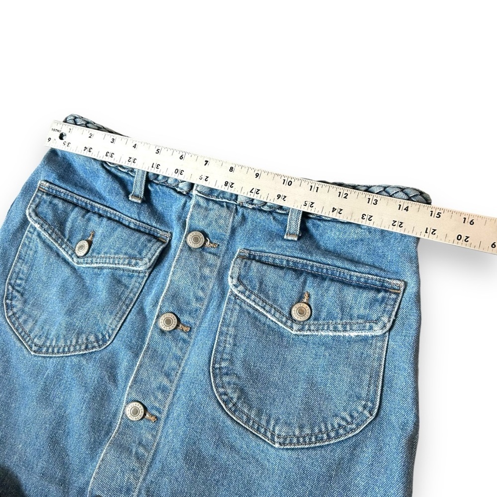 tularosa 27 button down mini jeans skirt‎ denim braided waist boho USA Made - Picture 7 of 12